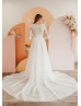 Beaded Long Sleeves Ivory Eyelash Lace Tulle Timeless Wedding Dress